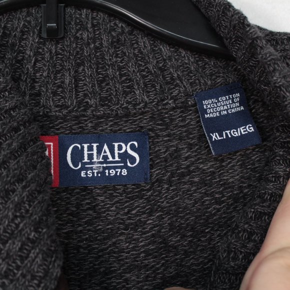 Chaps Sweater Men's XL Gray Long Sleeve Elbow Patches - Picture 5 of 10